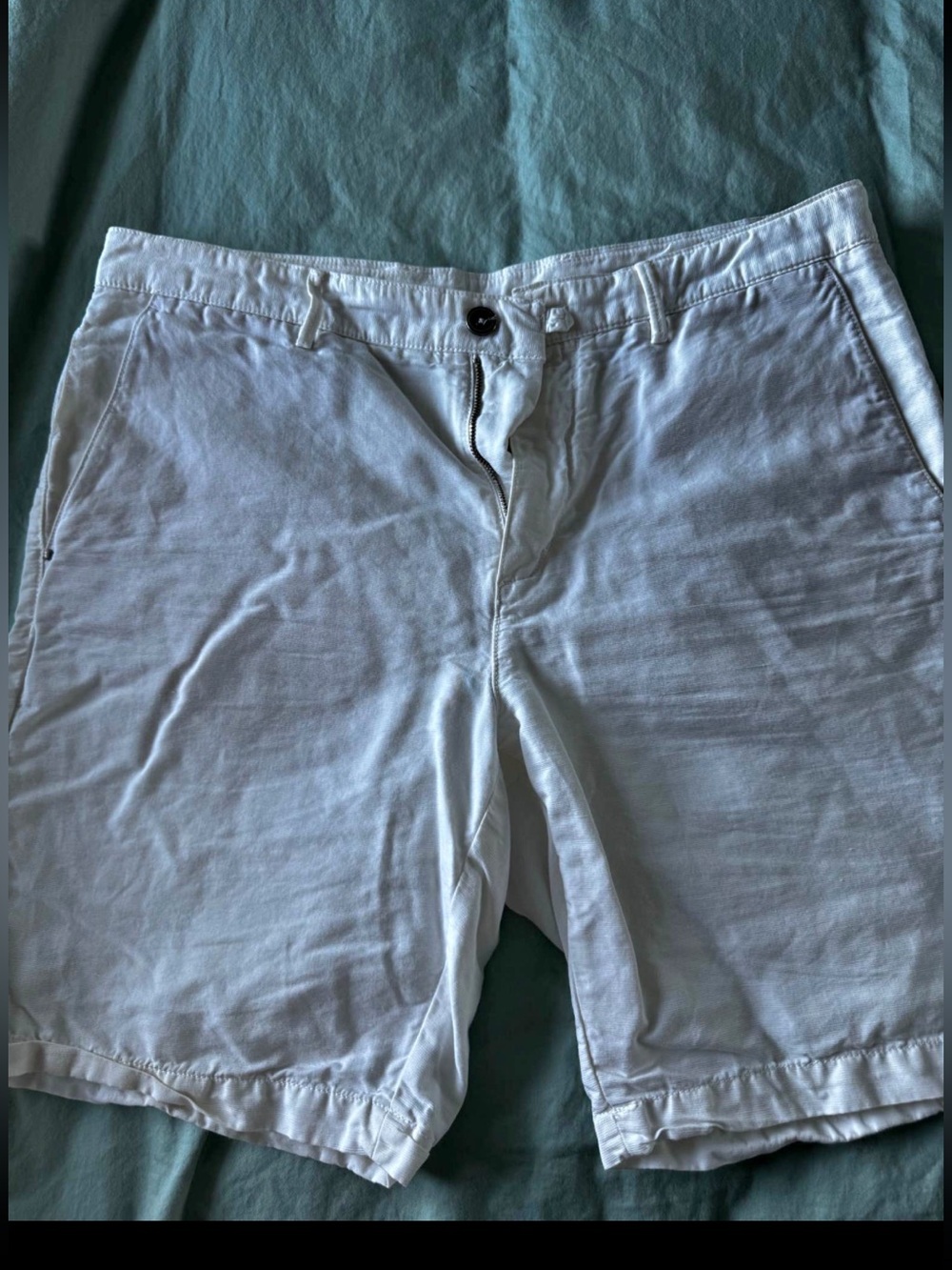Massimo Dutti White Cotton Shorts with Button Detail